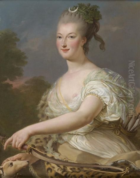 Portrait De Femme En Diane Chasseresse Oil Painting by Johann Ernst, Julius Heinsius