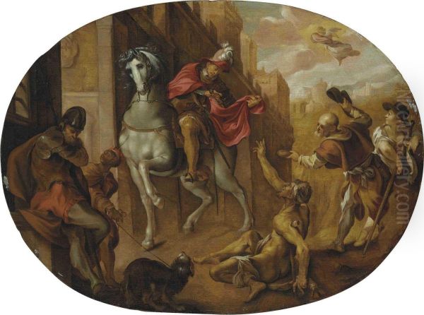 Saint Martin Dividing His Cloak Oil Painting by Joseph, The Younger Heintz