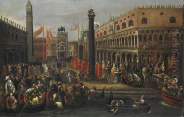 Venezia, Cerimonia In Piazza San Marco Oil Painting by Joseph, The Younger Heintz