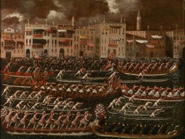 Regatta Aufdem Canal Grande Oil Painting by Joseph Heinz