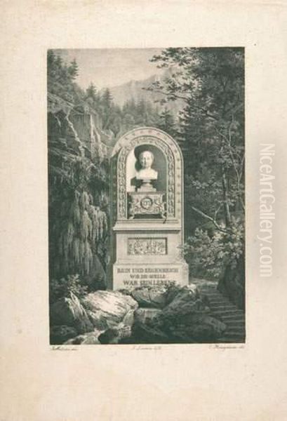 Das Konig-max-denkmal Von J. Metivier In Kreuth. Oil Painting by Carl Friedrich Heinzmann