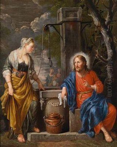 Christus Und Die Samariterin Am Brunnen Oil Painting by Johann Heiss