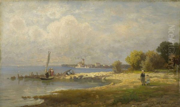 Am Ufer Des Bodensees - Blick Auf Wasserburg Oil Painting by Paul Heitinger