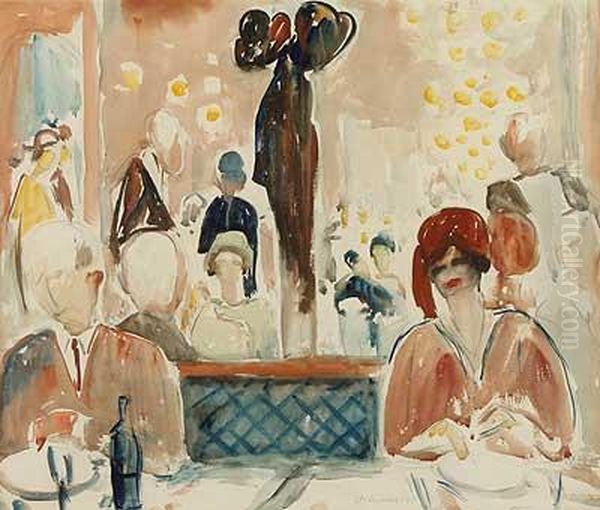 Im Restaurant Oil Painting by Alfred Hermann Helberger