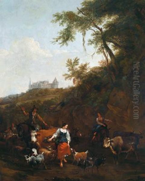 Pastori Ritornano Dal Castello Di Bentheim Oil Painting by Carl Ehrenfried Held