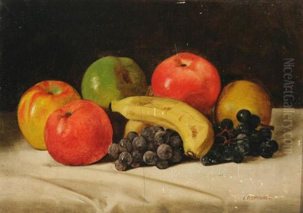 Still Life With Apples, Grapes And Banana Oil Painting by Louis Held