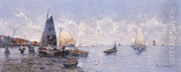 Fishing Boats Oil Painting by J.V.D Helder