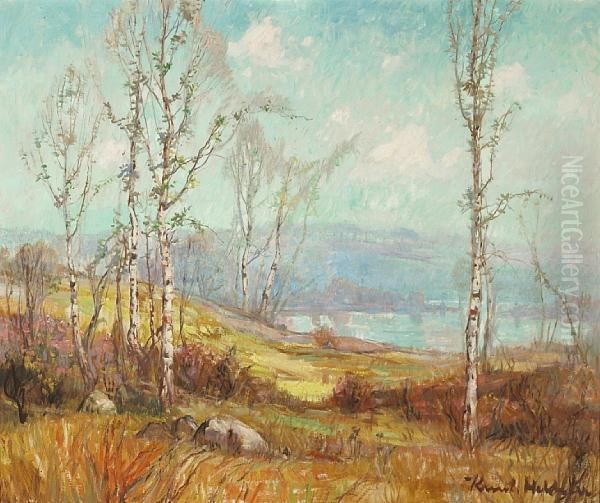 Autumn Lake Oil Painting by Knute Heldner