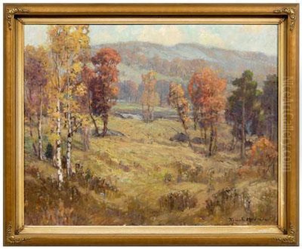 Mountain Meadow Landscape In
 Autumn by Knute Heldner