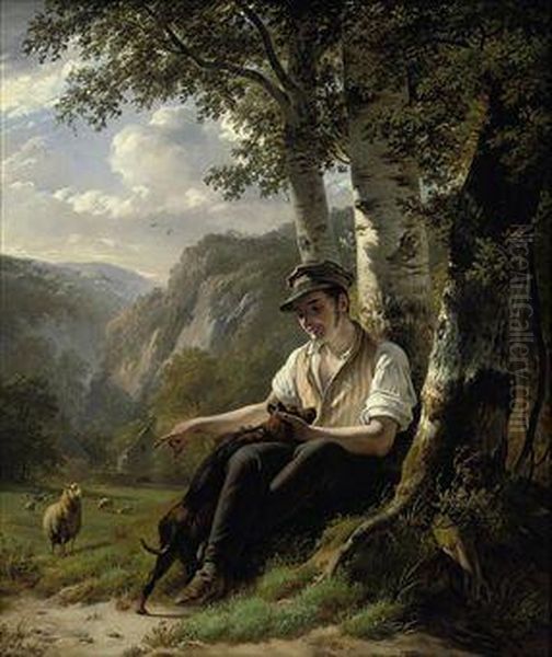 The Shepherd's Rest Oil Painting by Pierre Jean Hellemans