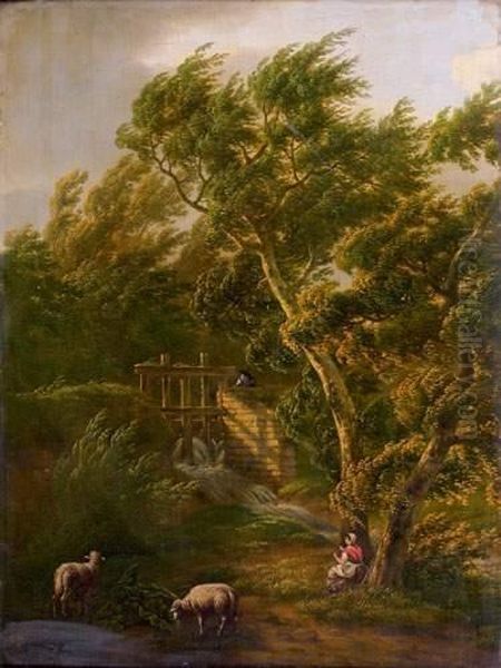 Paysage Au Cours D'eau Oil Painting by Pierre Jean Hellemans