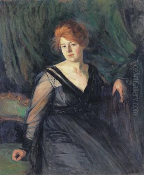 Red-haired Woman Oil Painting by Odon Heller