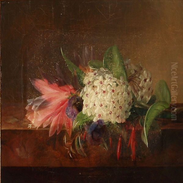 A Bunch Of Flowers On A Sill Oil Painting by Johanna, Hanna Hellesen