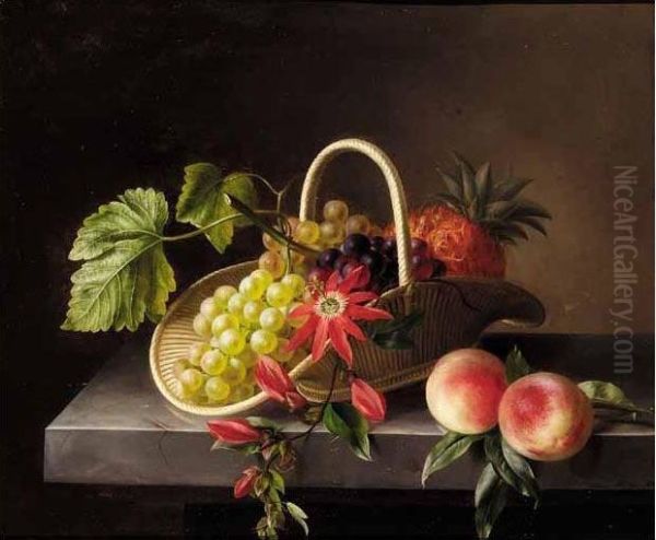 Still Life Of Flowers And Fruit Oil Painting by Johanna, Hanna Hellesen