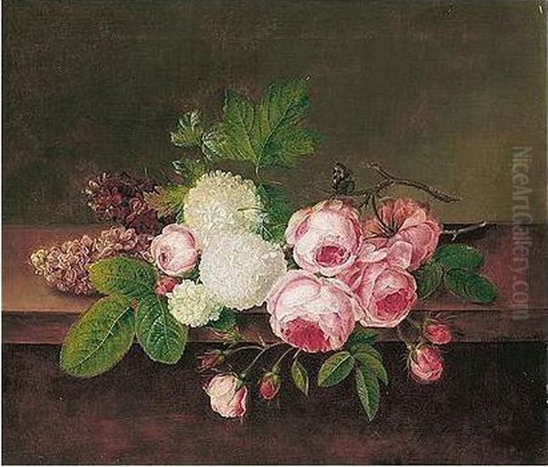 Opstilling Med Blomster (still Life With Flowers) Oil Painting by Johanna, Hanna Hellesen