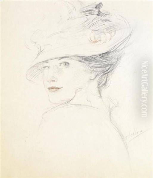 Elegante Oil Painting by Paul Cesar Helleu