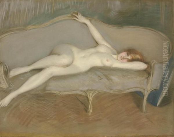 Nue Allonge Sur Un Canape - Sonia Speranza Oil Painting by Paul Cesar Helleu