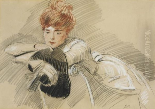 Portrait Of Madame Helleu Oil Painting by Paul Cesar Helleu