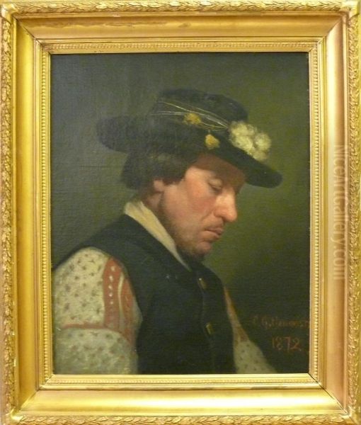 Mansportratt. Oil Painting by Carl-Gustaf Hellqvist