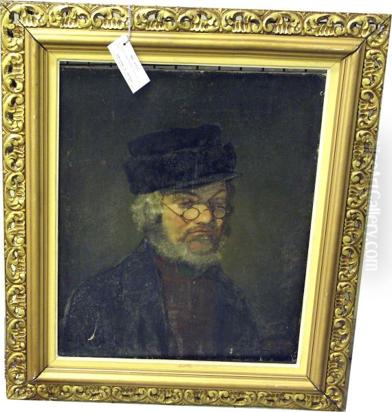 Portratt, Mojligen Av Kyrkvaktare Collin. Oil Painting by Carl-Gustaf Hellqvist