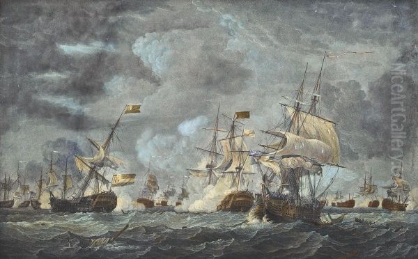 The Battle Of Camperdown, 11 Oil Painting by Thomas Hellyer