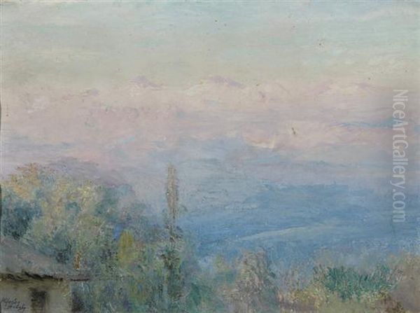 Mountain Landscape With Cottage Oil Painting by Alfredo H. Helsby