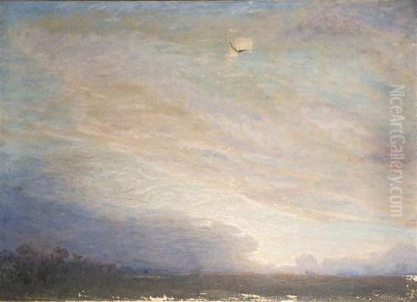 Skyscape Looking Across The Pampas Oil Painting by Alfredo H. Helsby