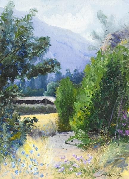 A Gully In The Maipo Valley Oil Painting by Alfredo H. Helsby