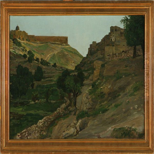 Landscape From Jerusalem Oil Painting by Axel Helsted