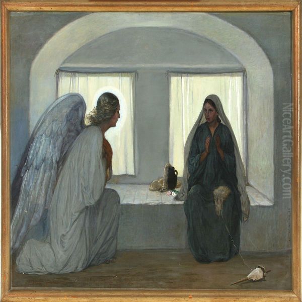 The Annunciation Of The Virgin Mary Oil Painting by Axel Helsted