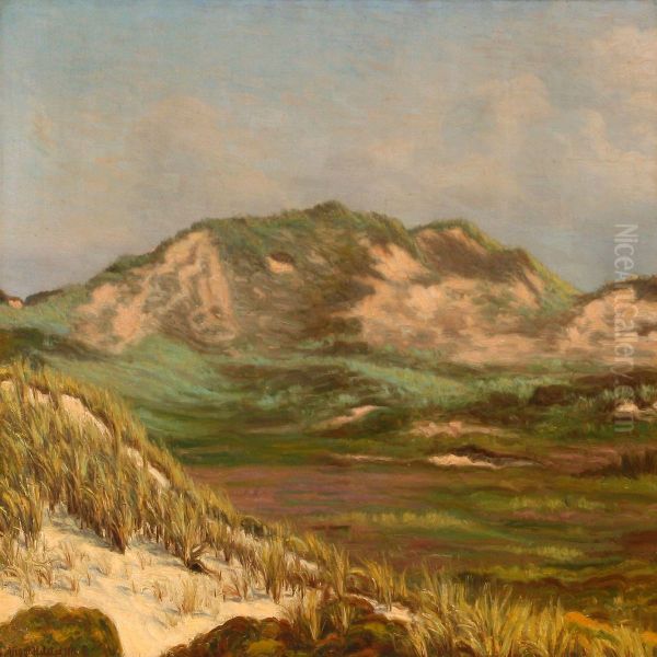 Ude Mellem Klitterne Oil Painting by Viggo Helsted