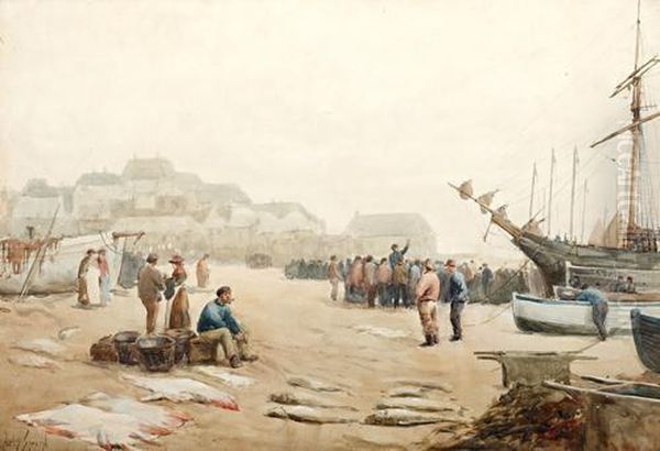 Fish Market, St. Ives Oil Painting by Augustus Morton Hely-Smith