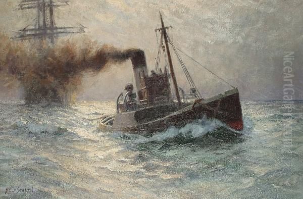 In Tow Of The Triton Oil Painting by Augustus Morton Hely-Smith