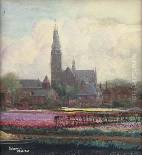 Sint Agathakerk, Lisse Oil Painting by Albert Hemelman