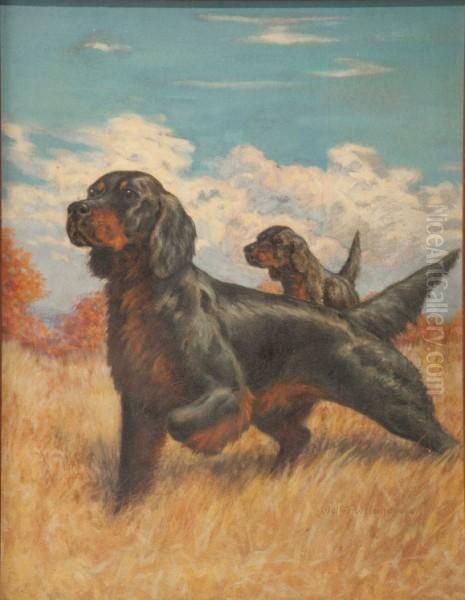 Gordon Setters Oil Painting by Walter Hemenway