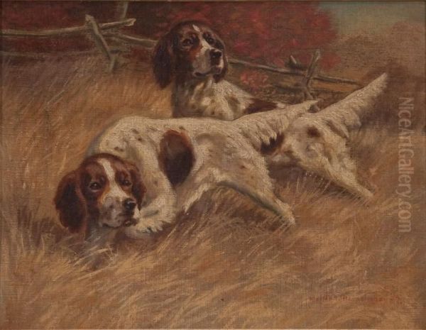 Two Setters Oil Painting by Walter Hemenway