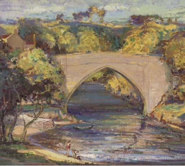 The Bridge Of Balgownie, Near Aberdeen Oil Painting by Charles Hemingway