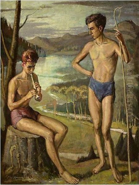 The Young Bathers Oil Painting by Charles Hemingway