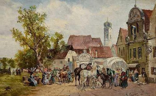 Marktszene Oil Painting by Georg Hemmrich