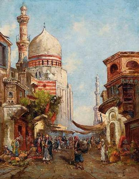 Strasenszene In Kairo Oil Painting by Georg Hemmrich