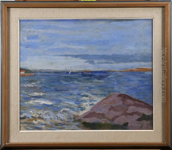 Kustlandskap, Signerad Och Daterad Hempel 1943 Oil Painting by Sven Hempel