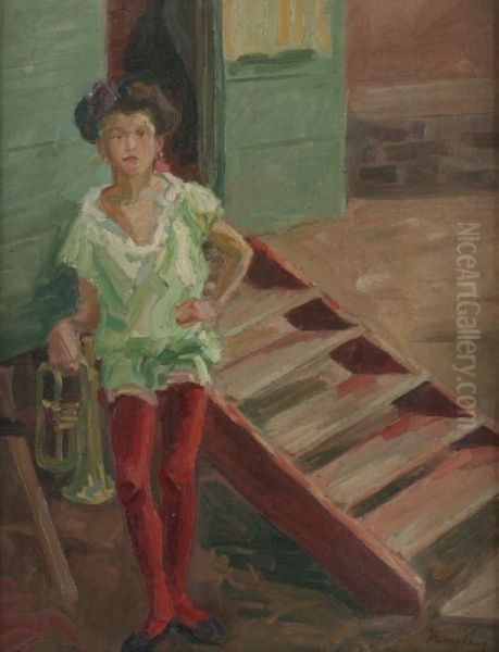 Zirkusfrau Oil Painting by Wilhelm Hempfing