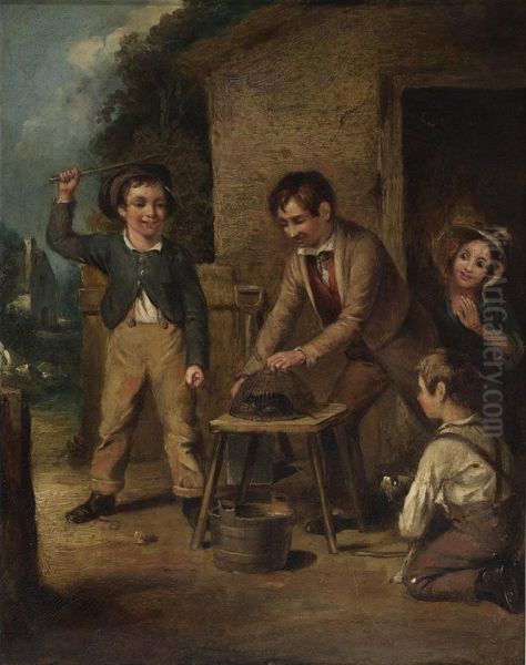 The Pet; Roasted Chestnuts Oil Painting by William Hemsley