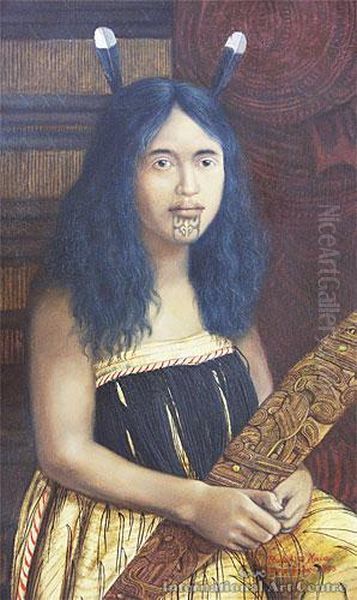 Ratahi Te Maia, Arawa Tribe Oil Painting by Charles Hemus