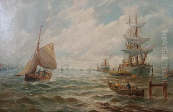 Fartyg Vid Kusten Oil Painting by Bernard Benedict Hemy