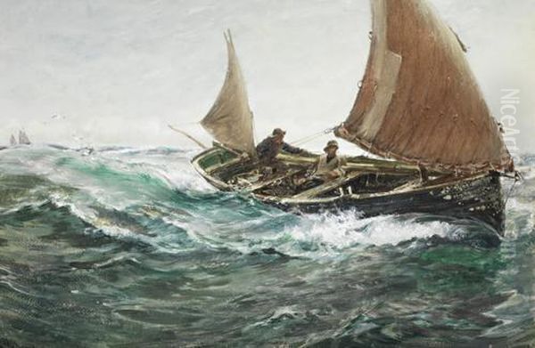 Off To The Fishing Grounds Oil Painting by Charles Napier Hemy