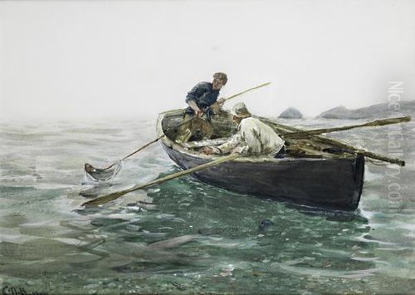 Spearing Fish Oil Painting by Charles Napier Hemy