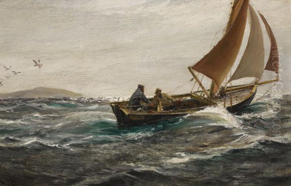 With Wind And Tide - Off The Dodman-head, Falmouth Oil Painting by Charles Napier Hemy