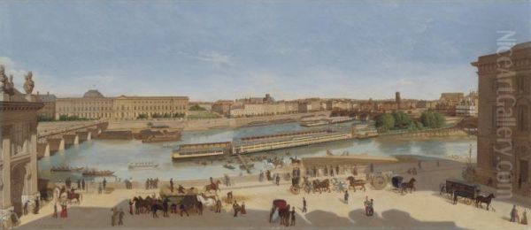 A View Of Paris From 17 Quai Conti, 1846 - 1850 Oil Painting by Antione Henault