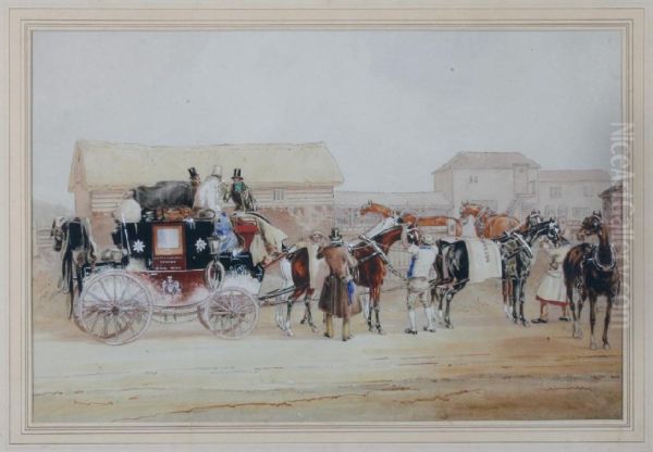 The Exeter To London Royal Mail Carriage Oil Painting by Charles Cooper Henderson